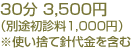 30分3,300円 ～（別途初診料1,000円）※使い捨て針代金を含む